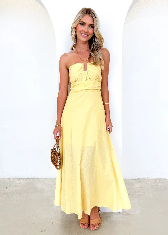 Menso Strapless Maxi Dress - Lemon